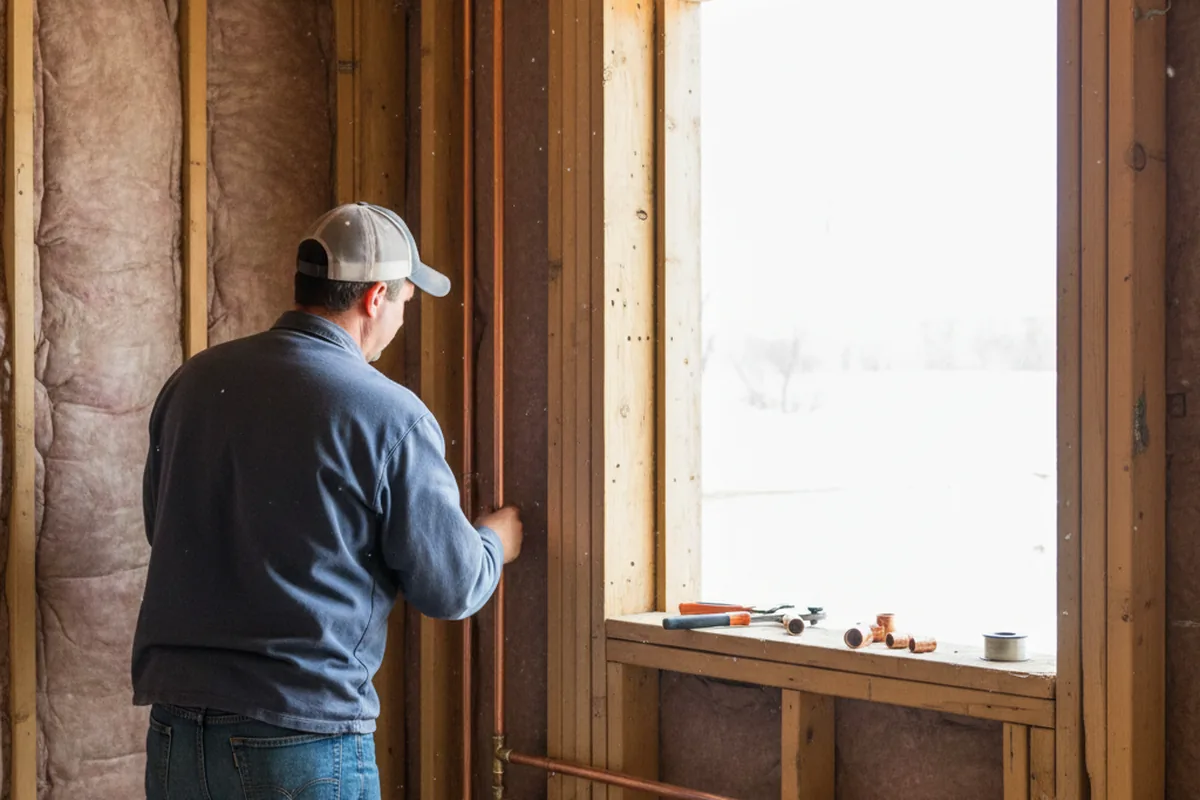 Licensed plumber running new copper supply lines in a Hamlet home