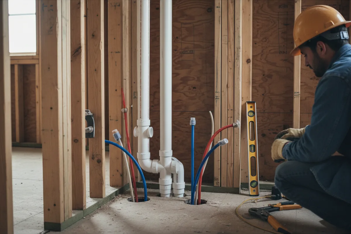 Drain and supply rough-in during Drain Cleaning in Hamlet