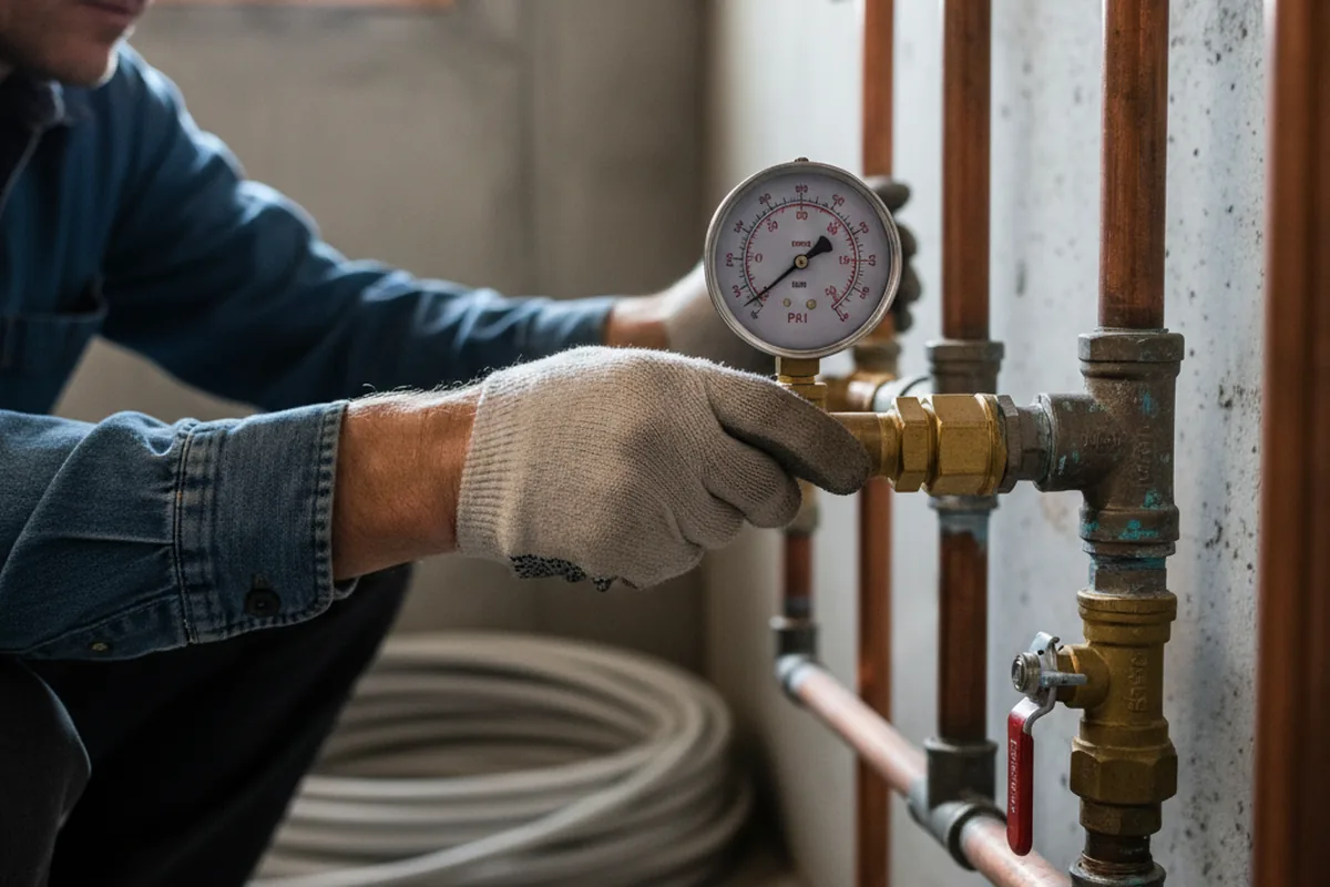 Pressure testing a repaired line during Water Line Repair in Hamlet